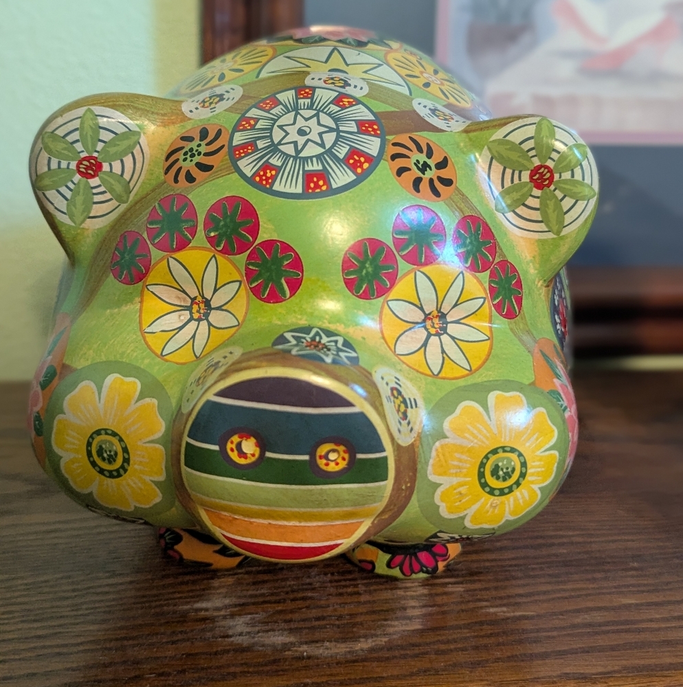 Vintage Ceramic Colorful Funky Piggy Bank